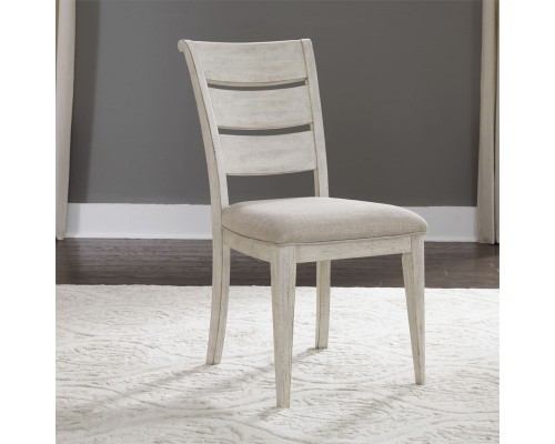 FARMHOUSE REIMAGINED UPHOLSTERED LADDER BACK SIDE CHAIR